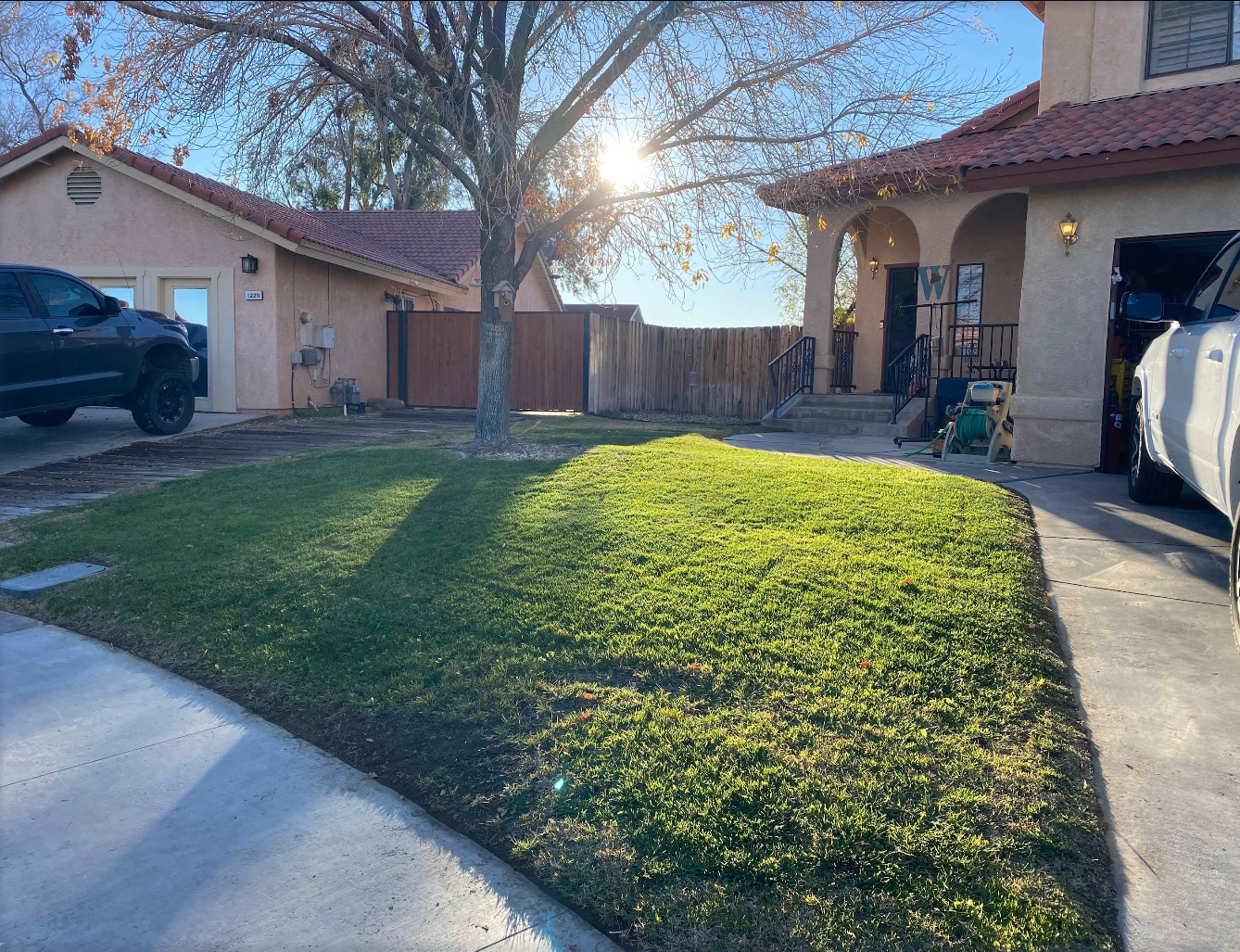 Freshly mowed residential lawn in Ridgecrest CA by WeMow760